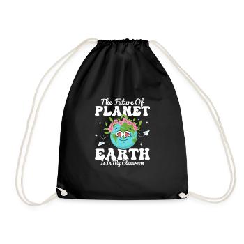 The Future Of Planet Earth Earth Day Teacher - Drawstring Bag - black - Front