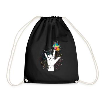 Autisme signe de la main papillon - Sac de sport léger - noir - Devant