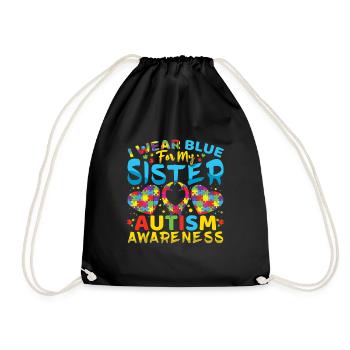 Je porte du bleu pour ma sœur autiste - Sac de sport léger - noir - Devant