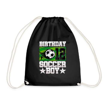 12th birthday Boy Soccer 12 Years Old Gifts - Turnbeutel - Schwarz - Vorne
