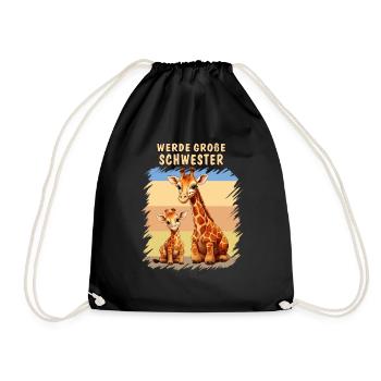 GIRAFFES BECOME A BIG SISTER - Drawstring Bag - black - Front