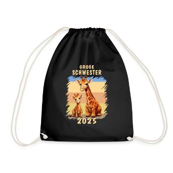 GIRAFFES BECOME BIG SISTER 2025 - Drawstring Bag - black - Front
