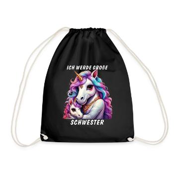EINHORN ICH WERDE GROßE SCHWESTER - Turnbeutel - Schwarz - Vorne