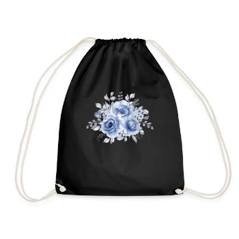 Blue Watercolor Bouquet Blue Watercolor - Drawstring Bag - black - Front