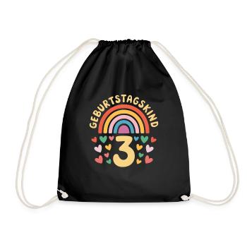 3rd Birthday Girl Rainbow - Drawstring Bag - black - Front