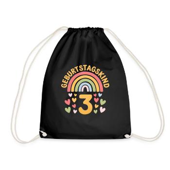 3rd Birthday Girl Rainbow - Drawstring Bag - black - Front