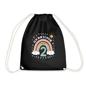 2nd Birthday Shirt Rainbow Cloud - Drawstring Bag - black - Front