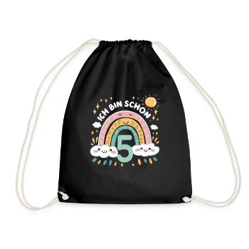 Chemise 5ème anniversaire Nuage Arc-en-ciel - Sac de sport léger - noir - Devant