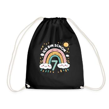 Chemise 7ème anniversaire Nuage Arc-en-ciel - Sac de sport léger - noir - Devant