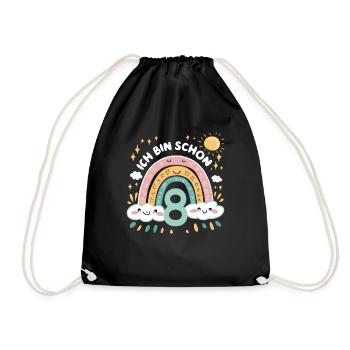 Chemise 8ème anniversaire Nuage Arc-en-ciel - Sac de sport léger - noir - Devant