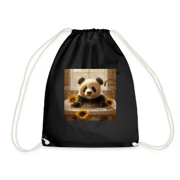 Panda - Turnbeutel - Schwarz - Vorne