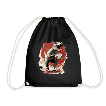 Rugby Dino Trex Dinosaur - Team Dino T-Rex College - Drawstring Bag - black - Front