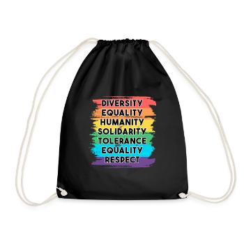 LGBTQ Regenbogen Vielfalt Toleranz Gay Pride - Turnbeutel - Schwarz - Vorne
