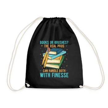 Artist Painter Graphic Books Or Brushes Art Gifts - Drawstring Bag - black - Front