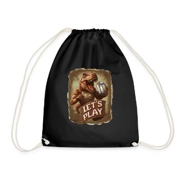 Let's Play Rugby - Player Union League Dinosaur - Drawstring Bag - black - Front