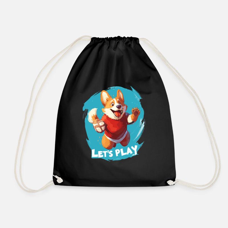 Rugby Player - Let's Play - Corgy Corgi - Turnbeutel - Schwarz