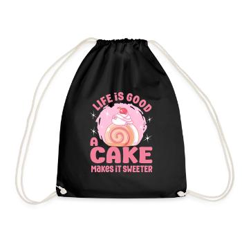 Cake Baker Cake Makes It Sweeter Cupcake - Drawstring Bag - black - Front