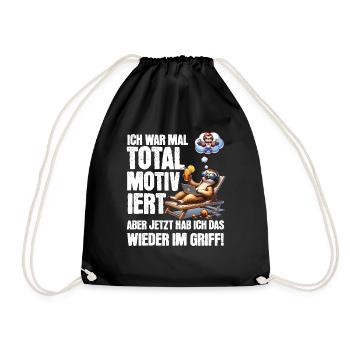 Sloth stays lazy I used to be totally motivated - Drawstring Bag - black - Front