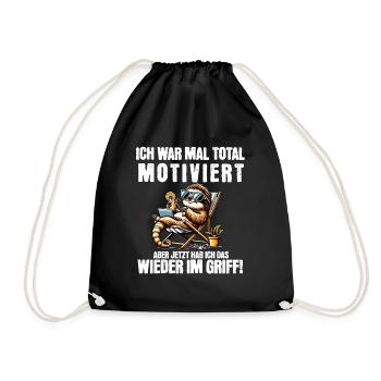 Sloth stays lazy I used to be totally motivated - Drawstring Bag - black - Front