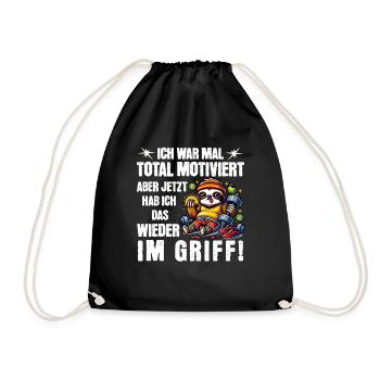 Sloth stays lazy I used to be totally motivated - Drawstring Bag - black - Front