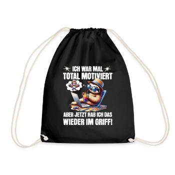 Sloth stays lazy I used to be totally motivated - Drawstring Bag - black - Front