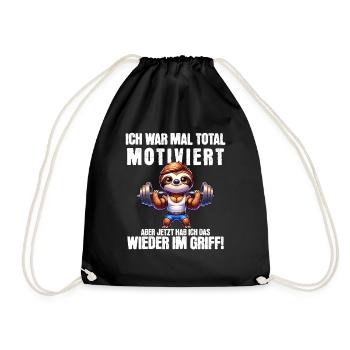 Sloth stays lazy I used to be totally motivated - Drawstring Bag - black - Front