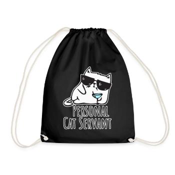 Personal Cat Servant - Funny Cat Design - Drawstring Bag - black - Front