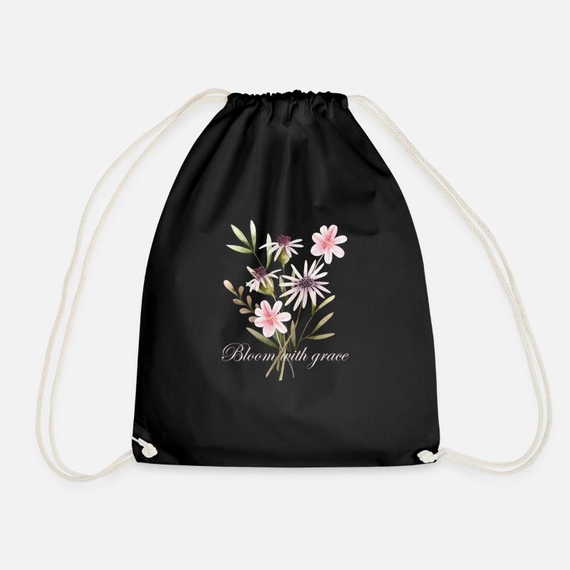 Bloom with Grace Floral - Turnbeutel - Schwarz