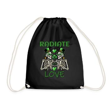 St. Patrick's Day - Skeleton Design Radiate Love - Drawstring Bag - black - Front