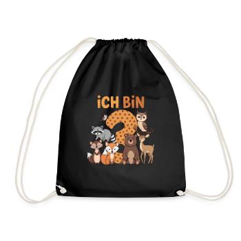 3rd Birthday 3 Years Forest Animals Forest Animals - Drawstring Bag - black - Front