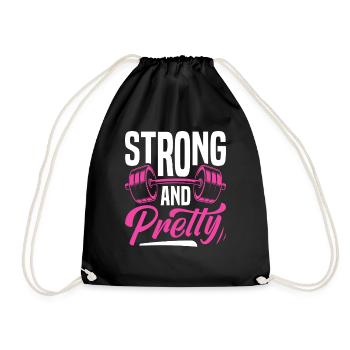 Fitness fort et beau dicton design - Sac de sport léger - noir - Devant