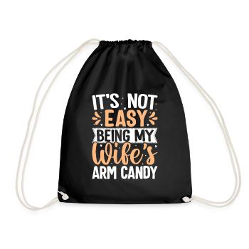 Lustiges Arm Candy Ehemann Spruchdesign - Turnbeutel - Schwarz - Vorne