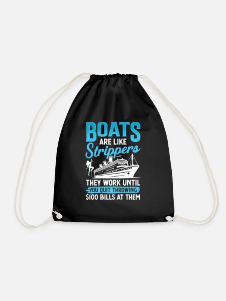 Humorous Boats and Entertainment Design - Drawstring Bag - black