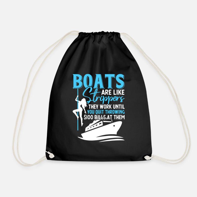 Humorous boat and entertainment Slogan motif - Drawstring Bag - black