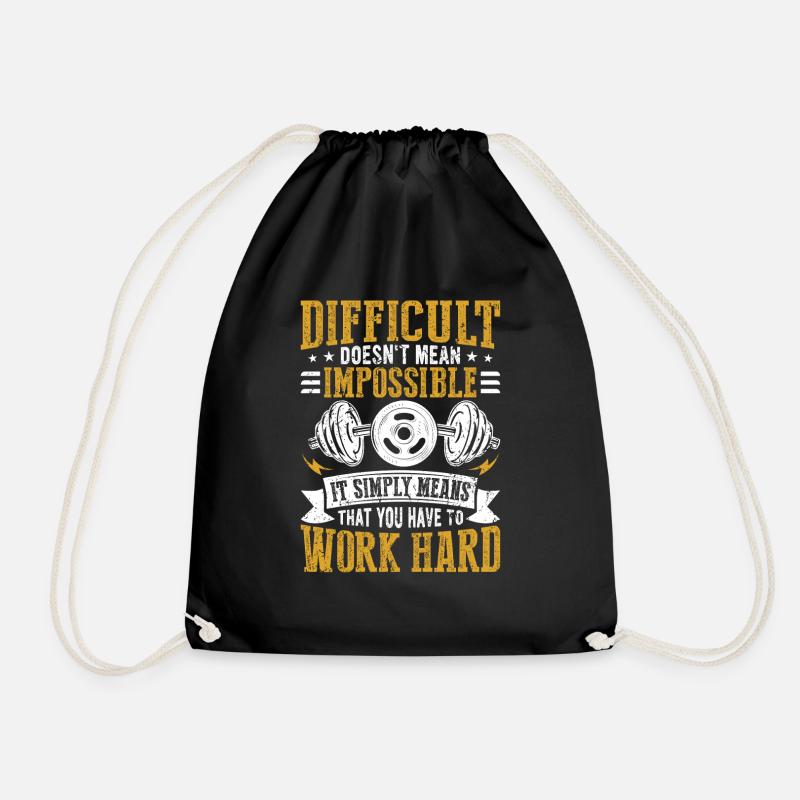 Hard doesn't mean impossible - Drawstring Bag - black
