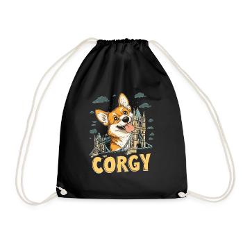Corgy Dog London UK Tower Bridge - Turnbeutel - Schwarz - Vorne