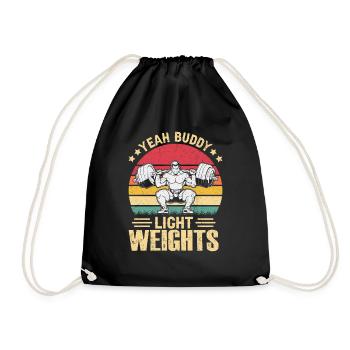 yes Buddy Light Weights Fitness Saying - Drawstring Bag - black - Front