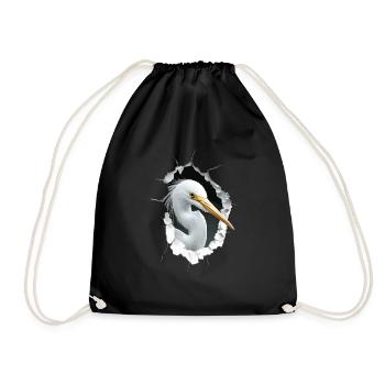 Reiher Vogel - Turnbeutel - Schwarz - Vorne