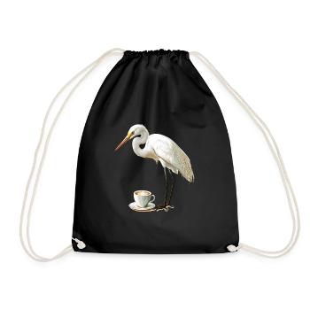 Reiher Vogel Kaffee - Turnbeutel - Schwarz - Vorne