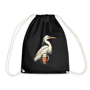 Reiher Vogel Bier - Turnbeutel - Schwarz - Vorne
