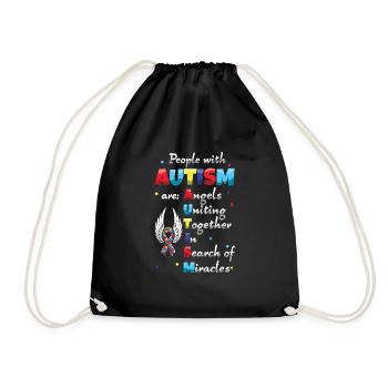 Autism angels unite in search of - Drawstring Bag - black - Front