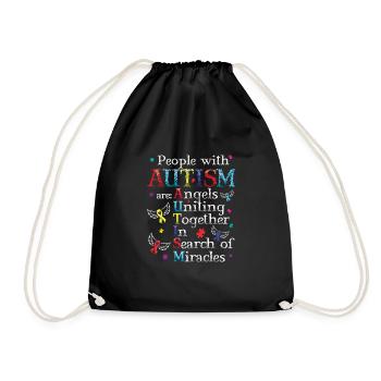 People with autism: Angels united in search - Drawstring Bag - black - Front
