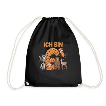 6th Birthday 6 Years Forest Animals Forest Animals - Drawstring Bag - black - Front