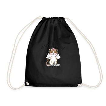 Bride Bride To Be Cat Kitten Engagement Bachelor Party - Drawstring Bag - black - Front