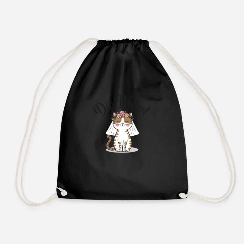 Bride Bride To Be Cat Kitten Engagement Bachelor Party - Drawstring Bag - black