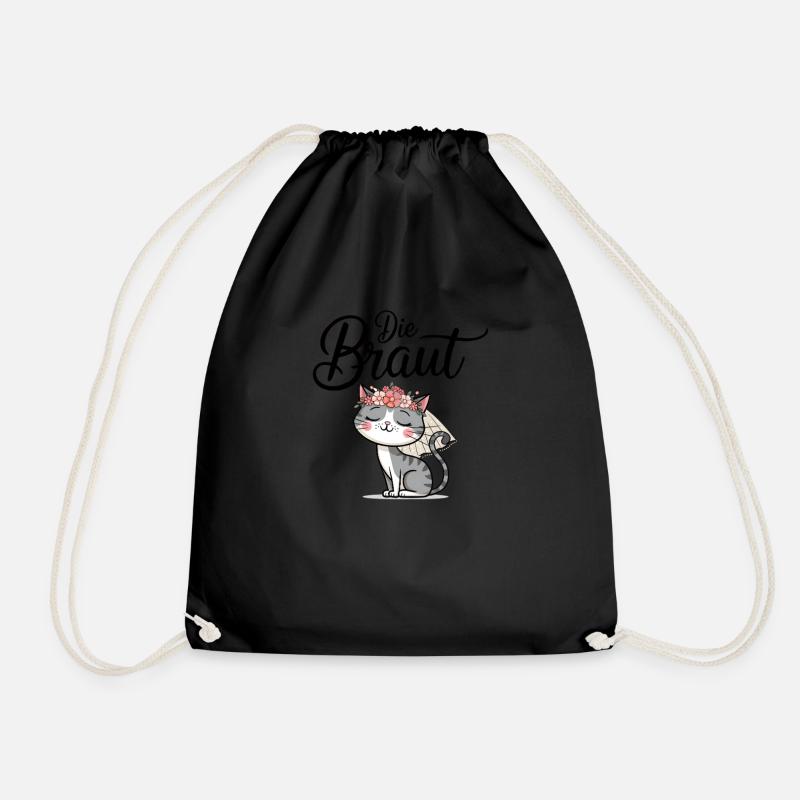 Bride Bride To Be Cat Kitten Engagement Bachelor Party - Drawstring Bag - black