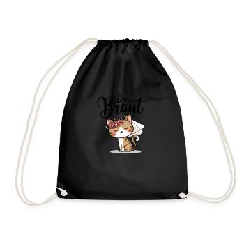 Bride Bride To Be Cat Kitten Engagement Bachelor Party - Drawstring Bag - black - Front