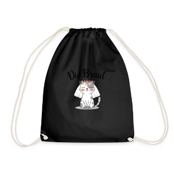 Bride Bride To Be Cat Kitten Engagement Bachelor Party - Drawstring Bag - black - Front