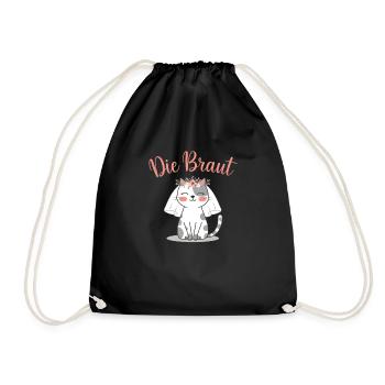 Bride Bride To Be Cat Kitten Engagement Bachelor Party - Drawstring Bag - black - Front
