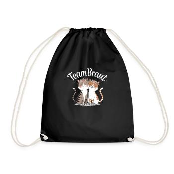 Team Bride Cat Kitten Engagement Bachelor Party - Drawstring Bag - black - Front